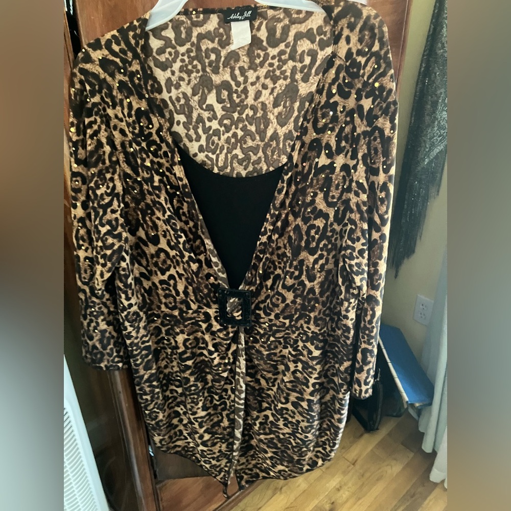 Beautiful leopard print top. 3X.